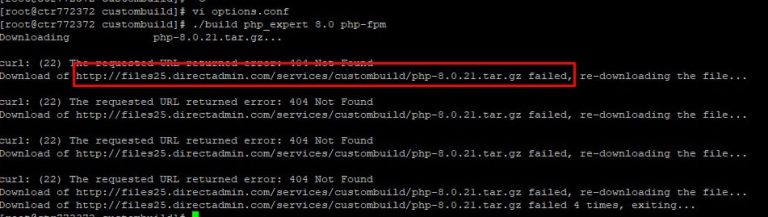 Hướng dẫn fix lỗi không build được php 8.0 trên Directadmin
